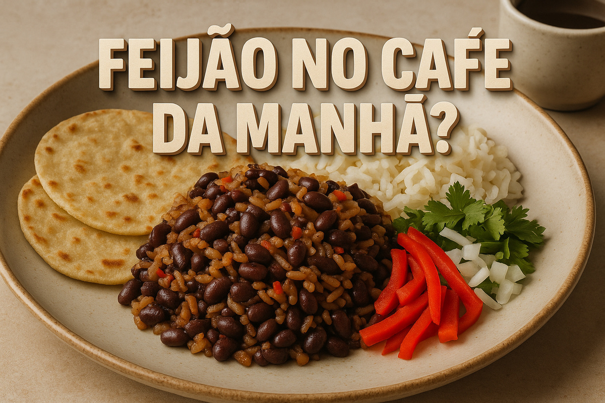 Café da manhã da Costa Rica com feijão, arroz, tortillas e vegetais frescos