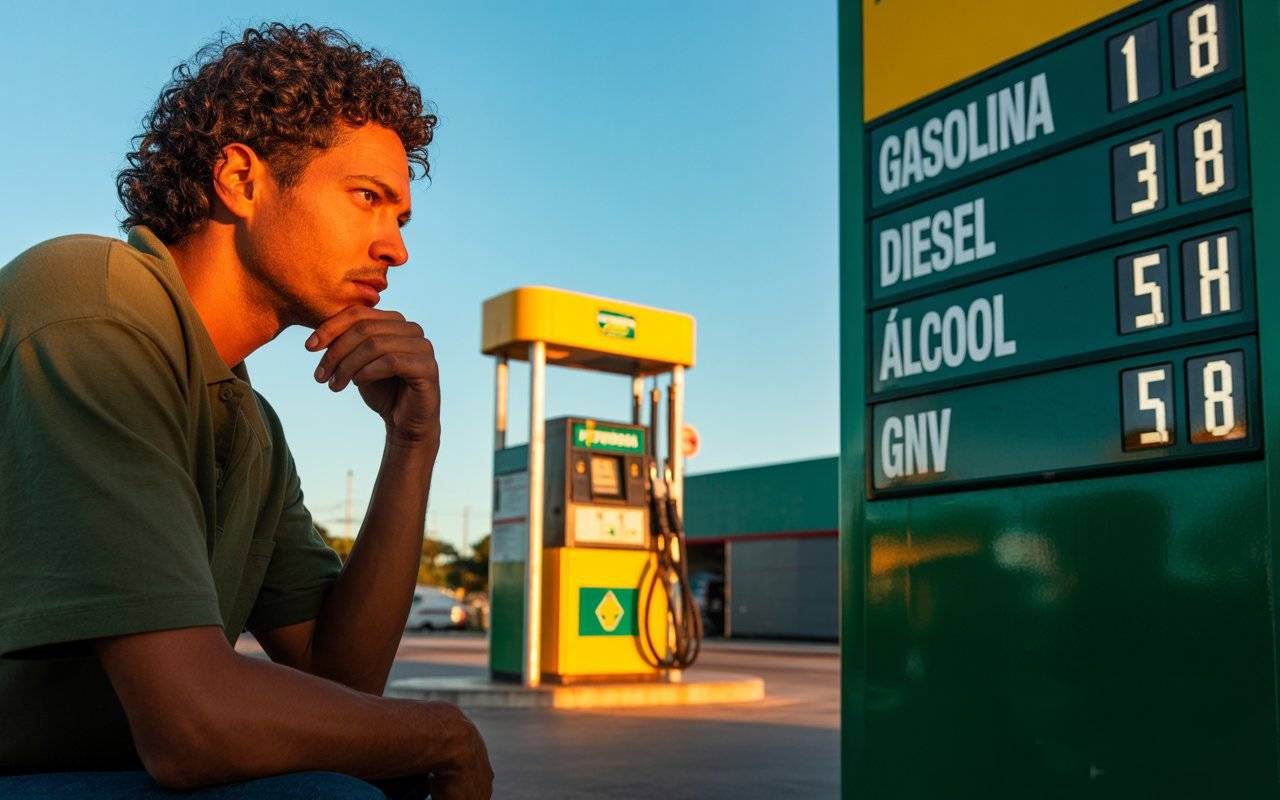 Preços dos combustíveis em destaque em um posto brasileiro, evidenciando a dúvida do consumidor sobre repasse das reduções das refinarias.