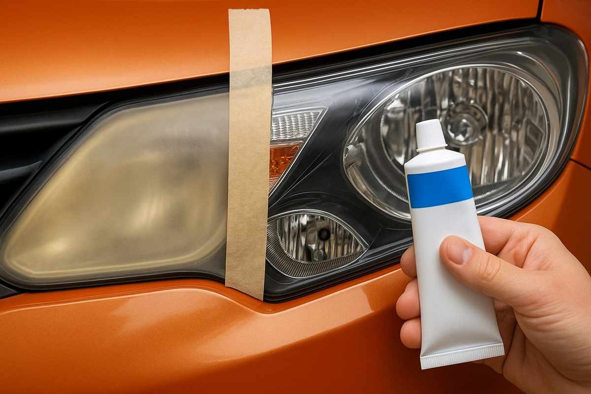 farol, carro, pasta de dente