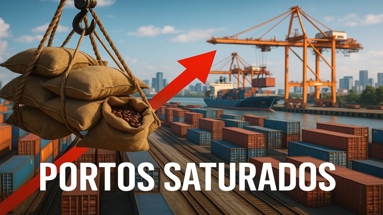 Falta de infraestrutura e atrasos em portos brasileiros travam exportações de café e geram prejuízos milionários para exportadores e produtores.