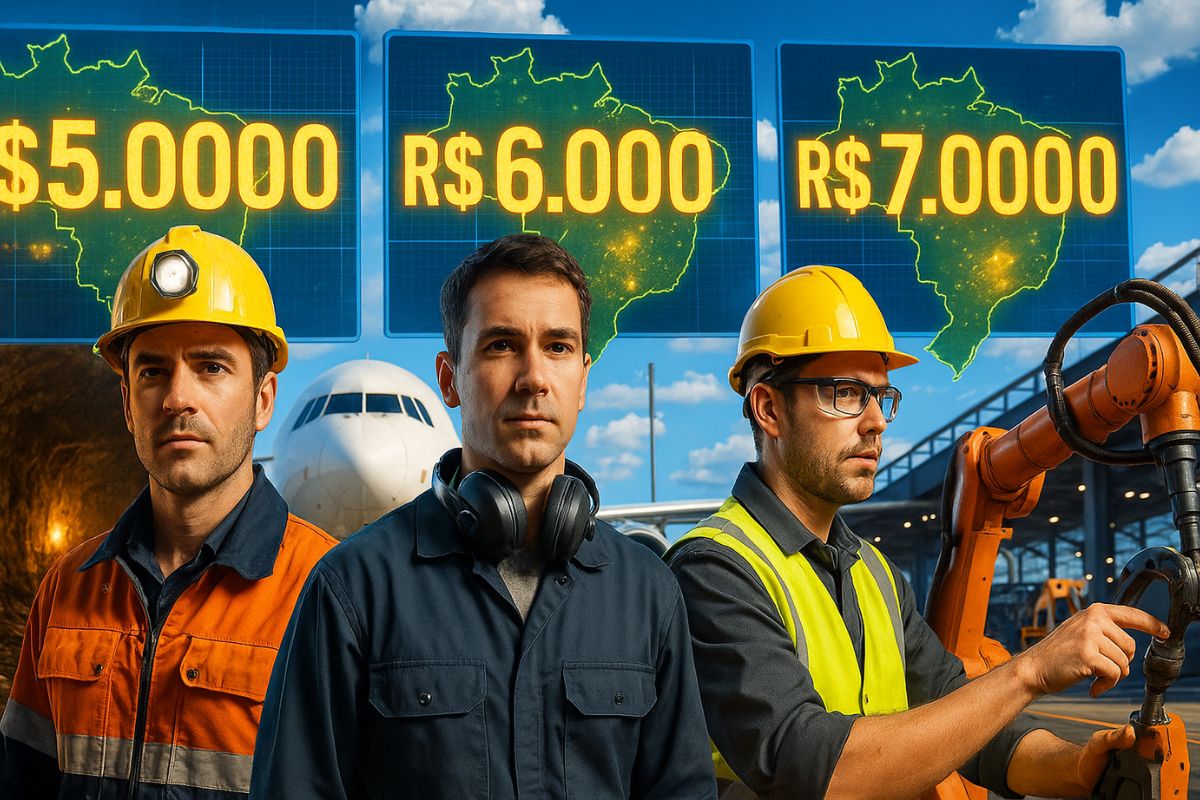 Novas profissões técnicas no Brasil para ganhar pelo menos 5 mil reais por mês puxam demanda em mineração, indústria 4.0 e aviação