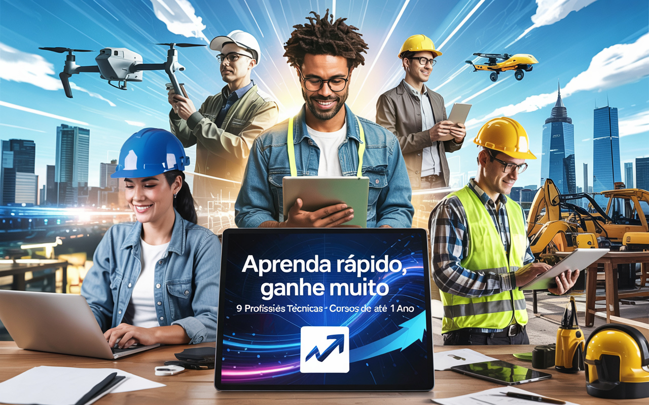 Aprenda rápido, ganhe muito: 9 profissões técnicas com cursos de até 1 ano, alta demanda no mercado e salários que podem chegar a R$ 16 mil por mês — sem precisar de faculdade