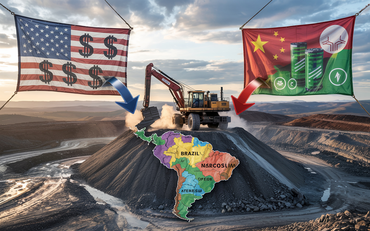 EUA pressionam Mercosul por acordo para garantir acesso a lítio, nióbio e terras raras — enquanto China já controla cadeias globais de baterias e pressiona Brasil por prioridade