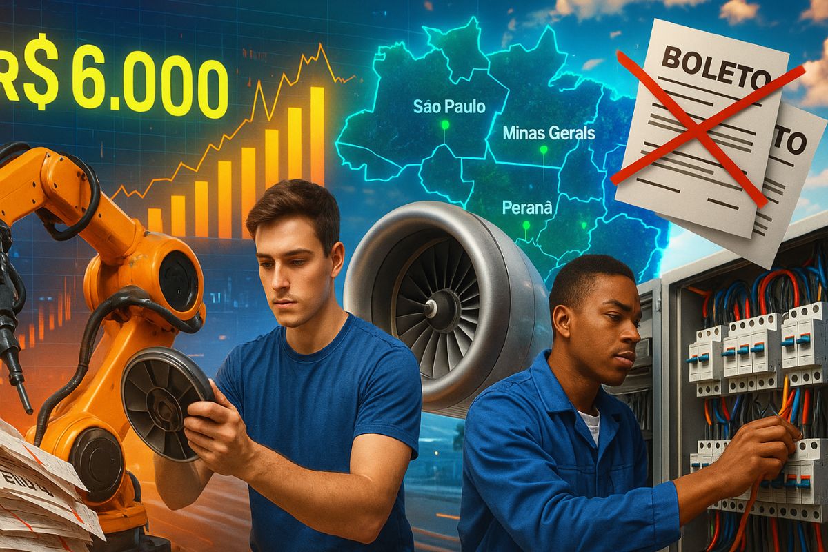 Cursos técnicos gratuitos do SENAI transformam carreiras com salários acima de R$ 6.000 e desafiam modelo universitário caro e demorado no Brasil