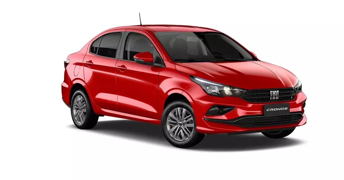 Fiat Cronos Drive 2025 vermelho em fundo branco