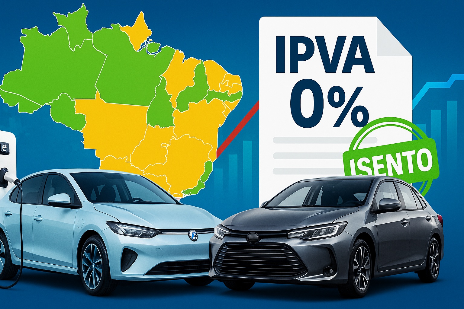 IPVA 2026 traz revolução silenciosa: 12 estados já isentam carros elétricos ou híbridos, mas veículos acima de 2.0 podem pagar mais caro e motoristas temem efeito cascata nos combustíveis