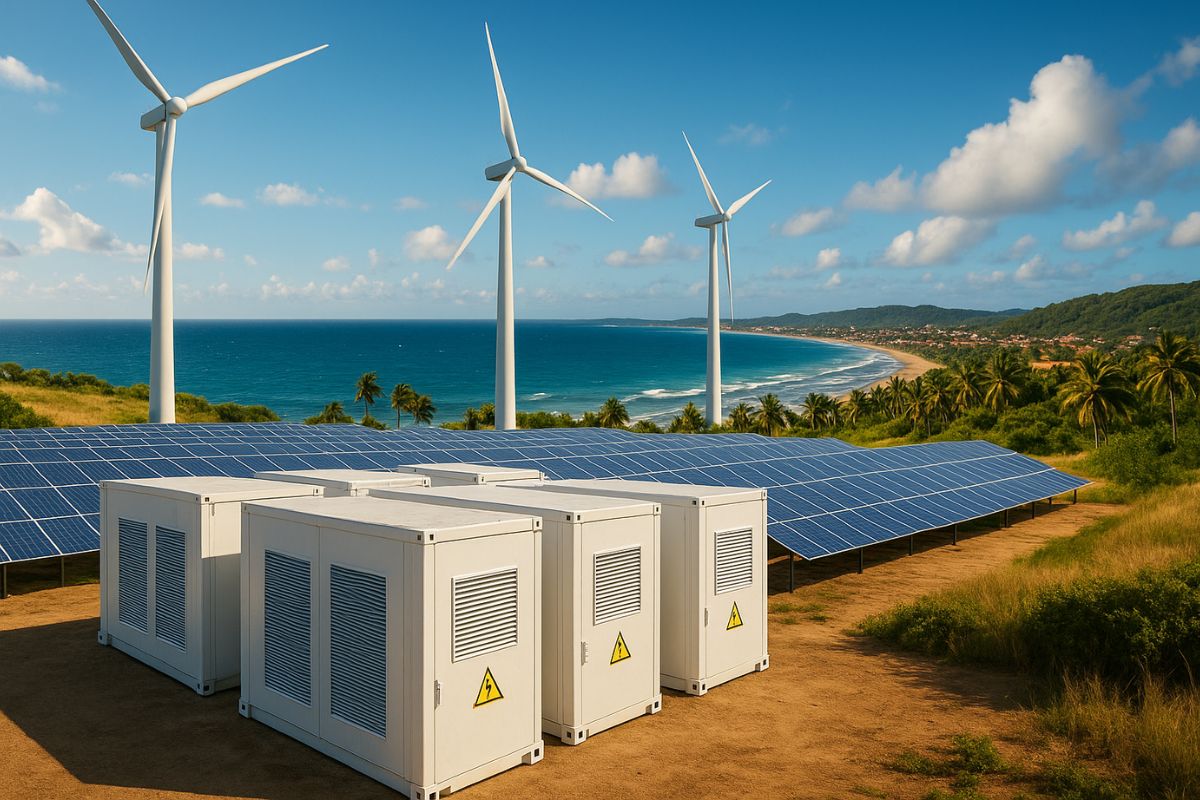 Megabaterias que ‘estocam vento’ podem equilibrar 46,3% da matriz elétrica prevista para 2029 com energia solar e eólica