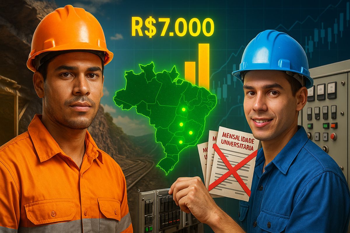 Cursos técnicos gratuitos do SENAI transformam carreiras com salários acima de R$ 6.000 e desafiam modelo universitário caro e demorado no Brasil