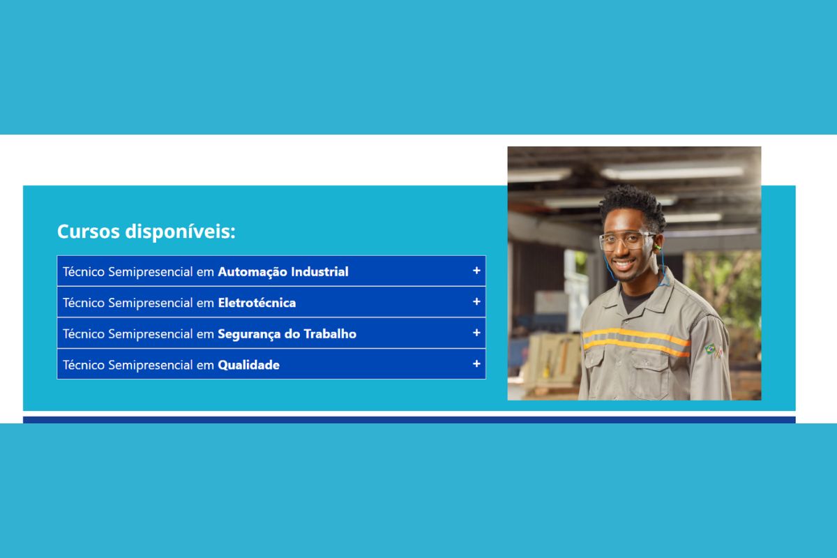 Vagas gratuitas em cursos técnicos garantem formação em Automação, Eletrotécnica e Qualidade, mas exigem acesso à internet e presença em laboratório semanal