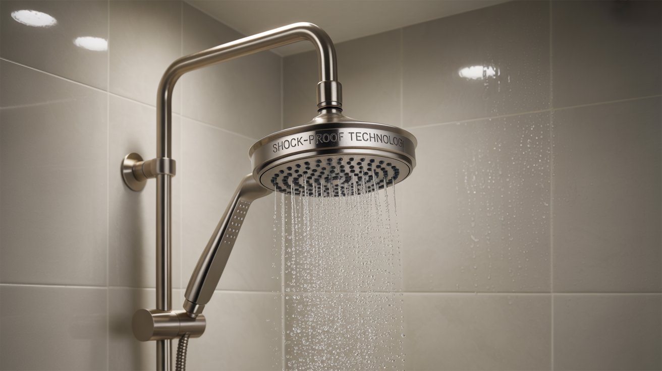 Chuveiro blindado moderno com resistência protegida e jato de água em alta pressão