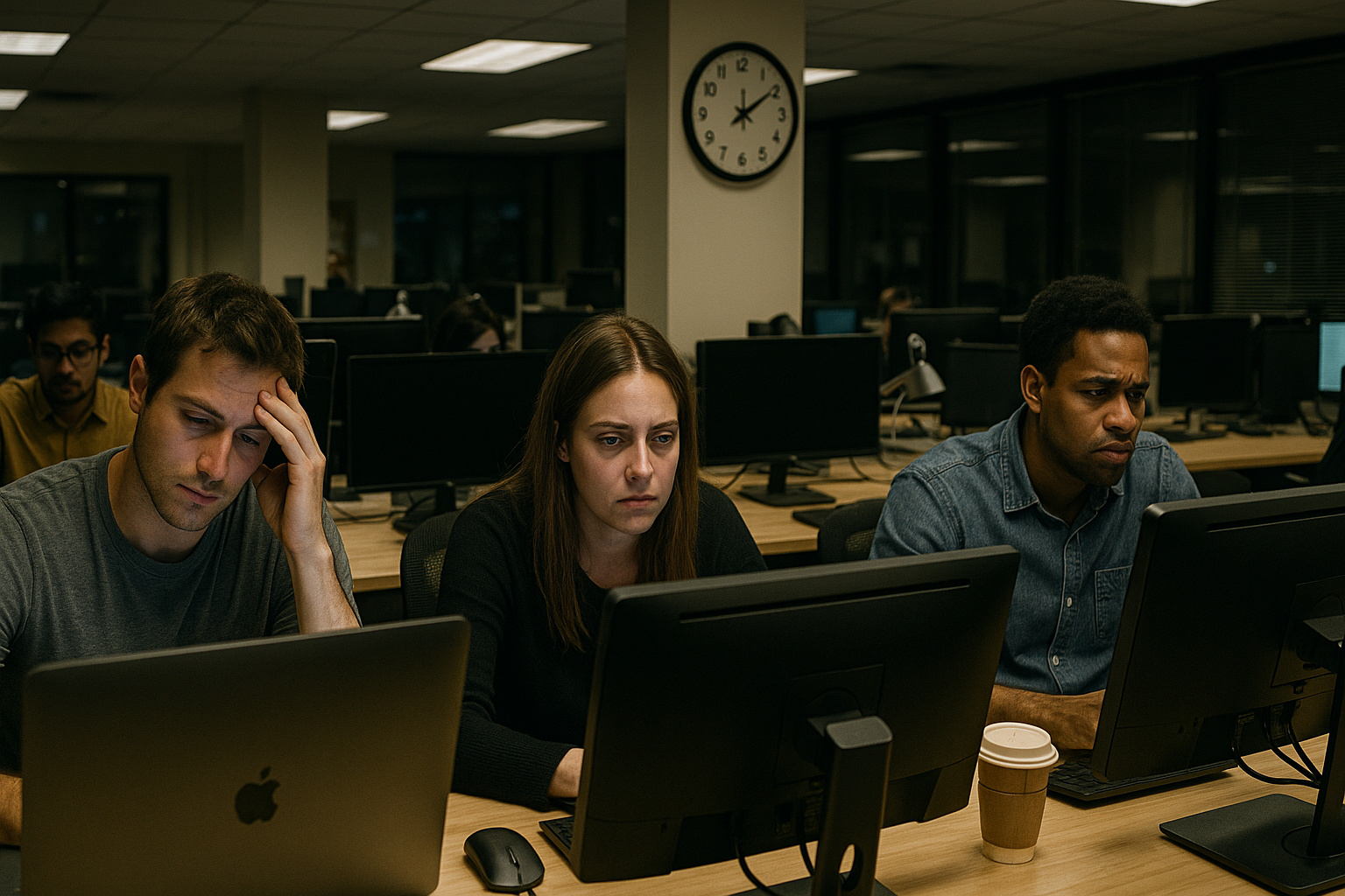 Funcionários de startups em regime de 72 horas semanais no modelo 996.