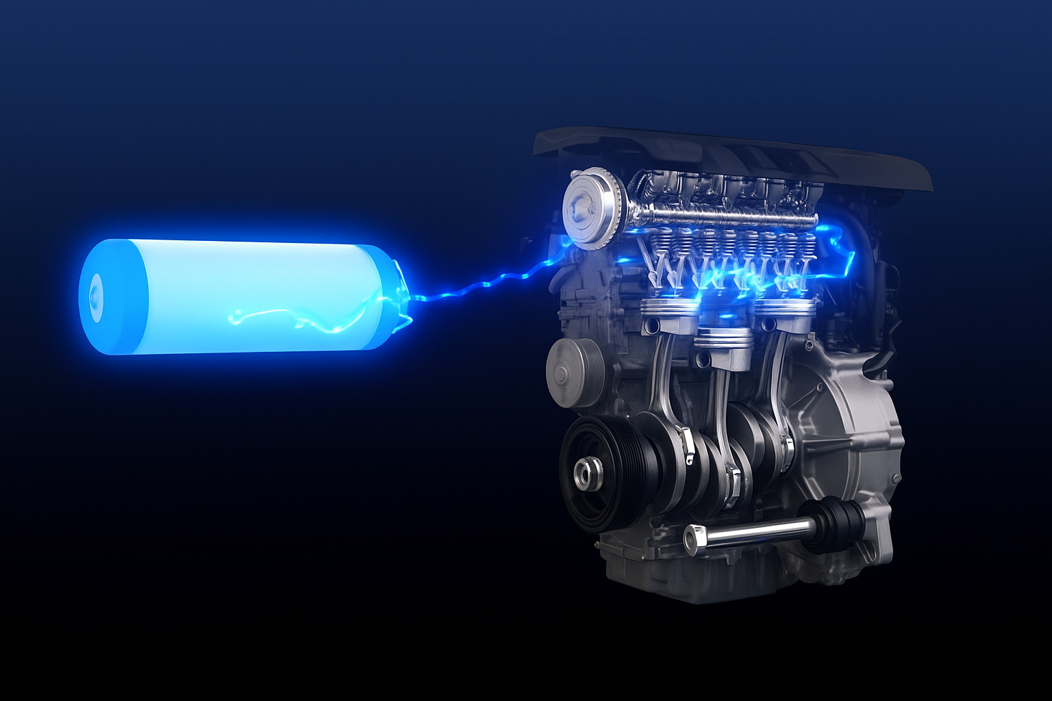 Motor a hidrogênio e água da AVL RACETECH em laboratório, exibindo inovação tecnológica.