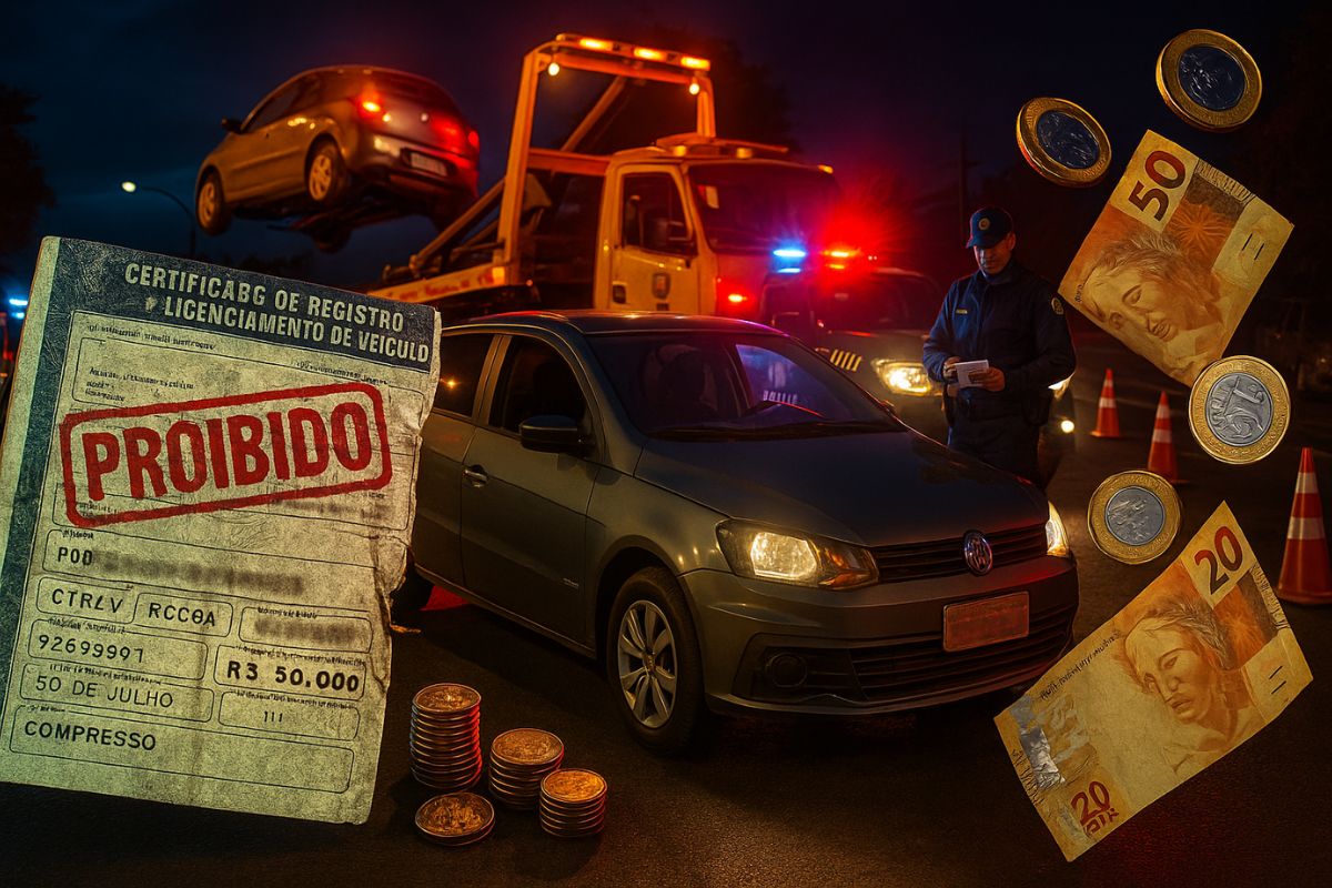 Motoristas sem o licenciamento veicular poderão receber multa de quase R$ 3 mil, 7 pontos na CNH e ter o carro apreendido