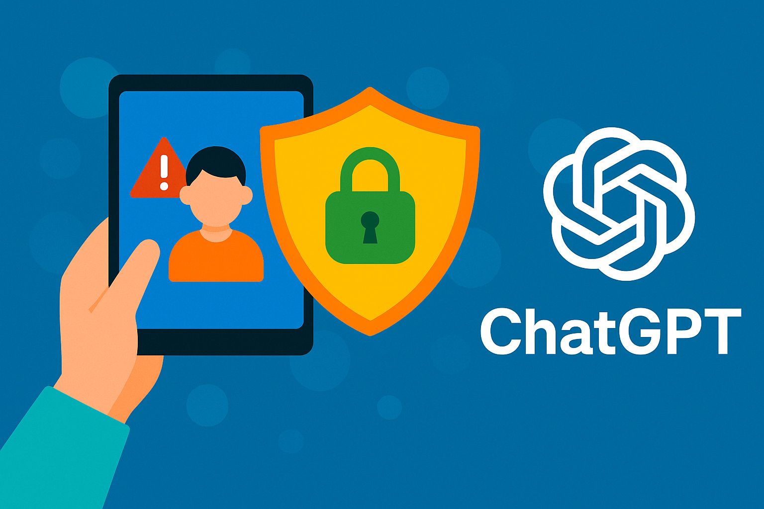 Controle parental do ChatGPT com escudo de segurança e alerta para pais sobre conversas sensíveis.