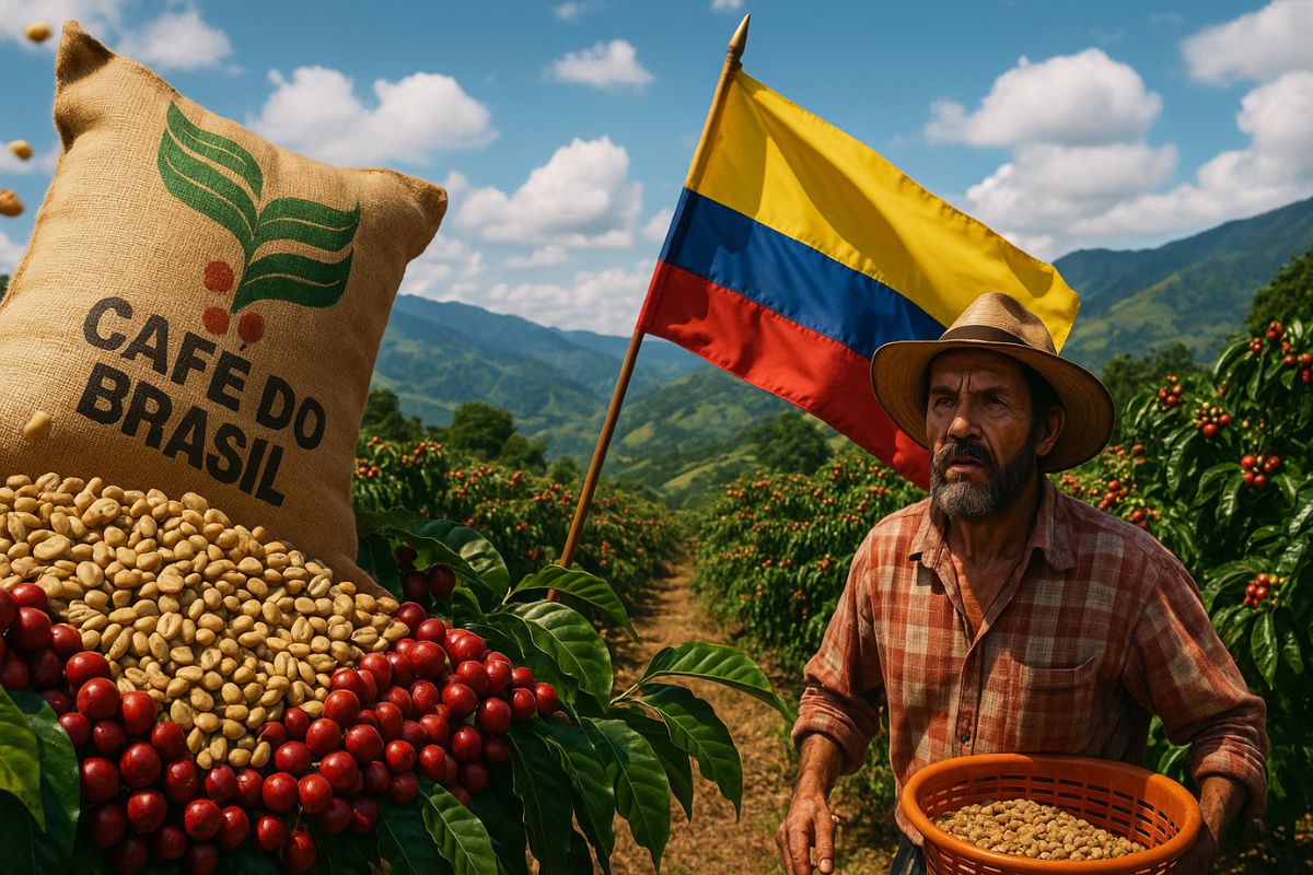 O café colombiano enfrenta pressão de grãos do Brasil, tarifas externas e alerta de produtores sobre riscos à marca premium no mercado global.