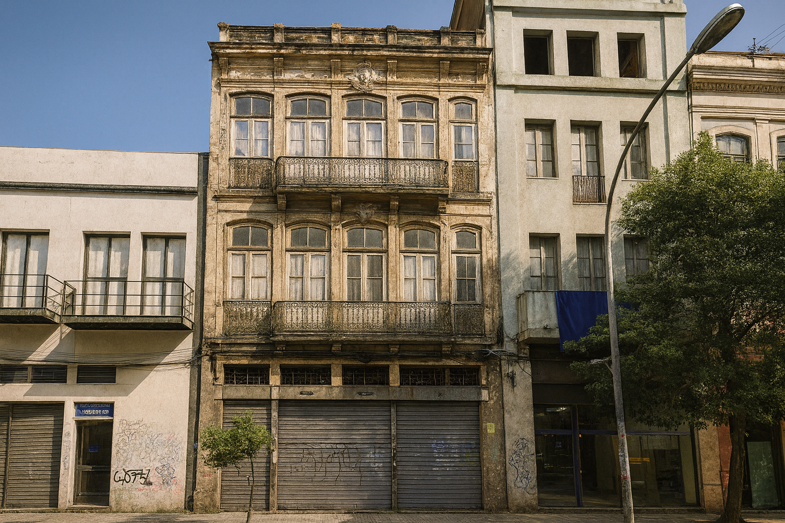 Fachada de casarão histórico da Rua da Carioca, no Rio de Janeiro, cedido ao terceiro setor para projetos sociais e culturais.