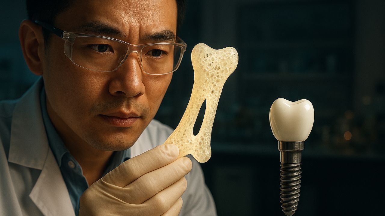 Cientistas chineses criam biovidro que imita osso e supera implante dentário, prometendo substituir enxertos com impressão 3D mais barata e segura