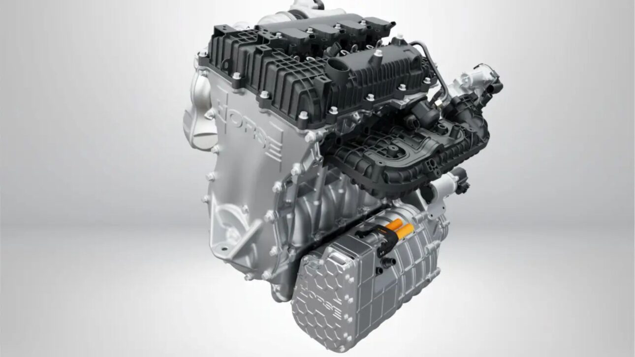 Novo motor híbrido da Horse integra 1.5 flex, câmbio e elétrico em 65 cm, viabilizando uso de etanol em carros elétricos.