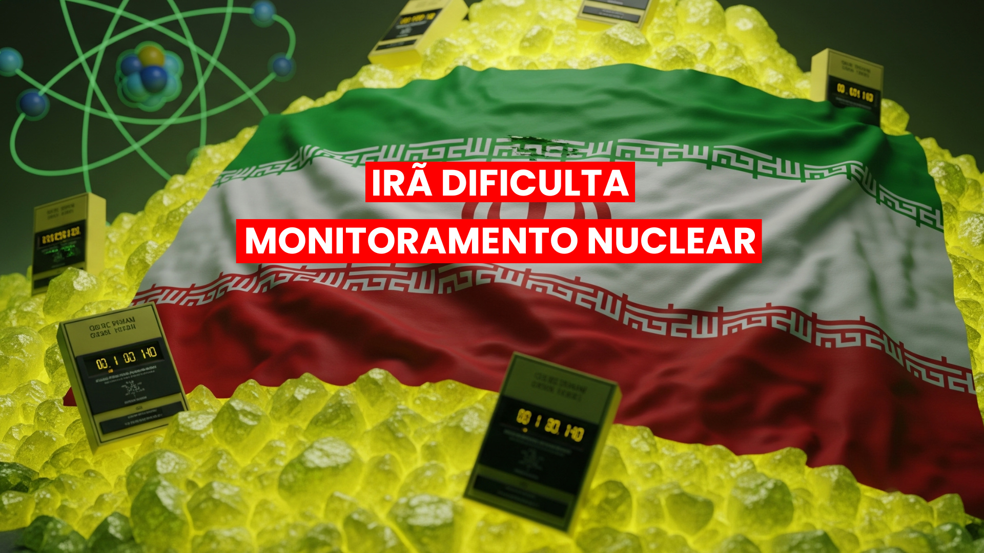 Bandeira do Irã sob urânio enriquecido