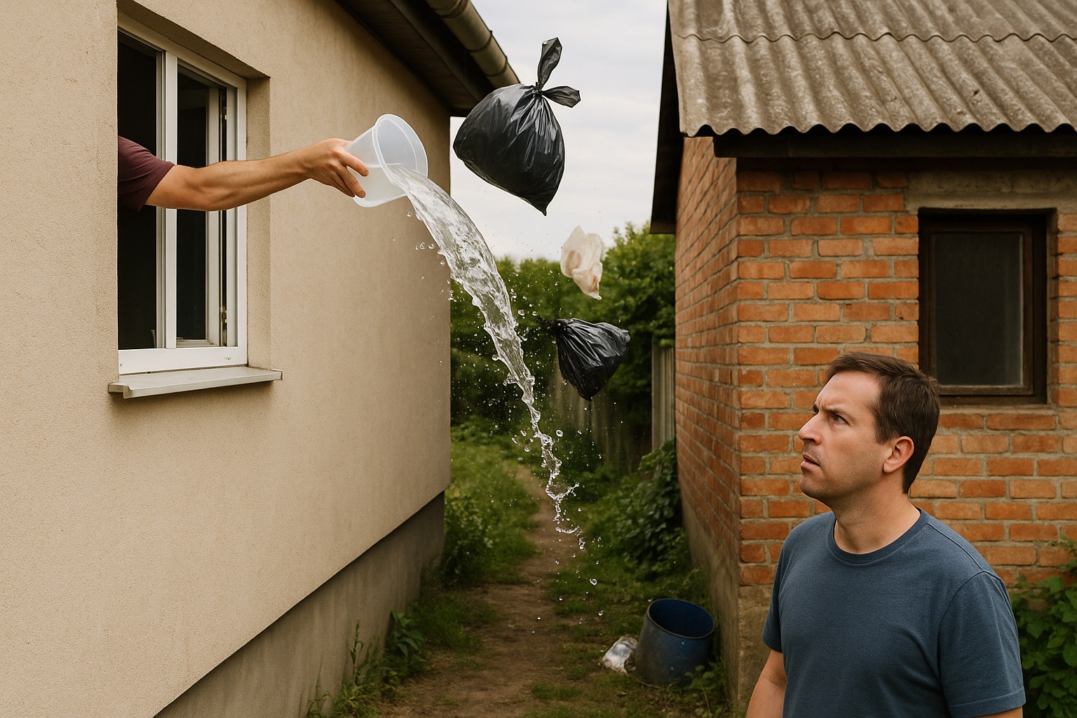 Morador que joga água, lixo ou objetos no terreno vizinho pode ser condenado a indenizar e até multado por ofensa à segurança e ao sossego