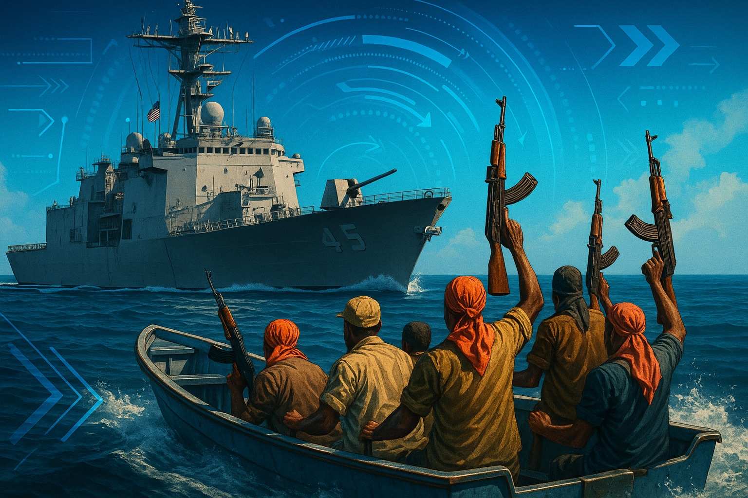 Seis piratas atacaram o USS Ashland no Golfo de Aden em 2010 e foram capturados após reação imediata da Marinha dos EUA.