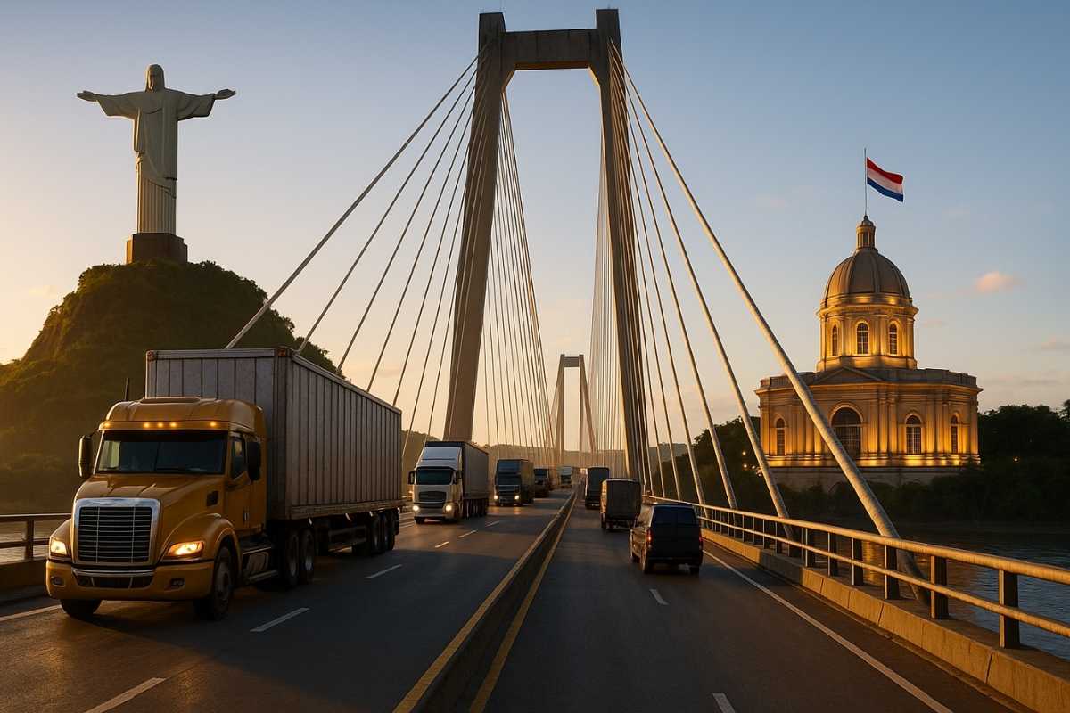 Receita Federal prevê 250 caminhões por dia na ponte Brasil-Paraguai, parte da Rota Bioceânica, ligando Porto Murtinho ao Mercosul e fortalecendo exportações