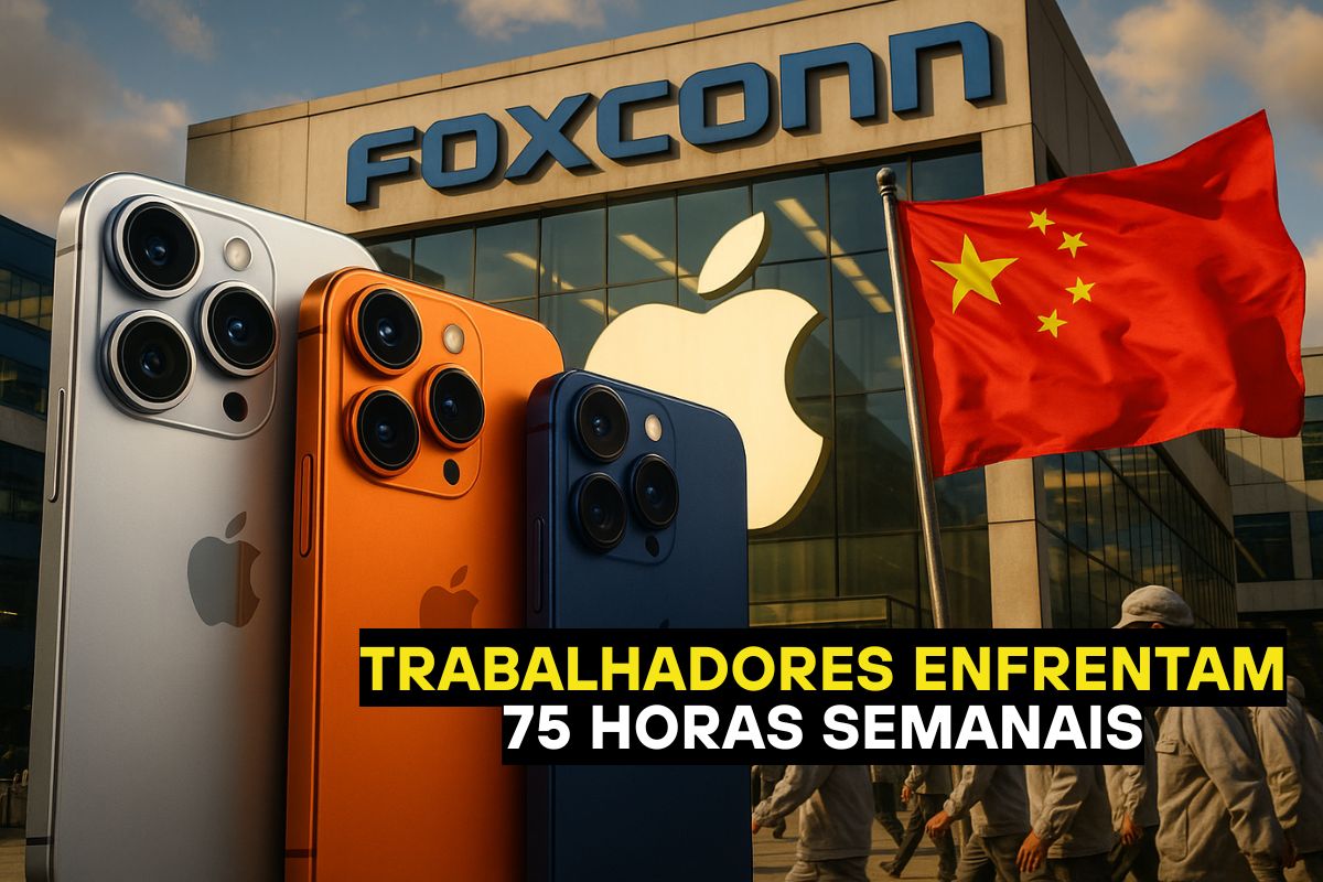 Relatório denuncia abusos na Foxconn: trabalhadores do iPhone 17 na China enfrentaram 75 horas semanais, pressionando Apple sobre condições de fábrica.