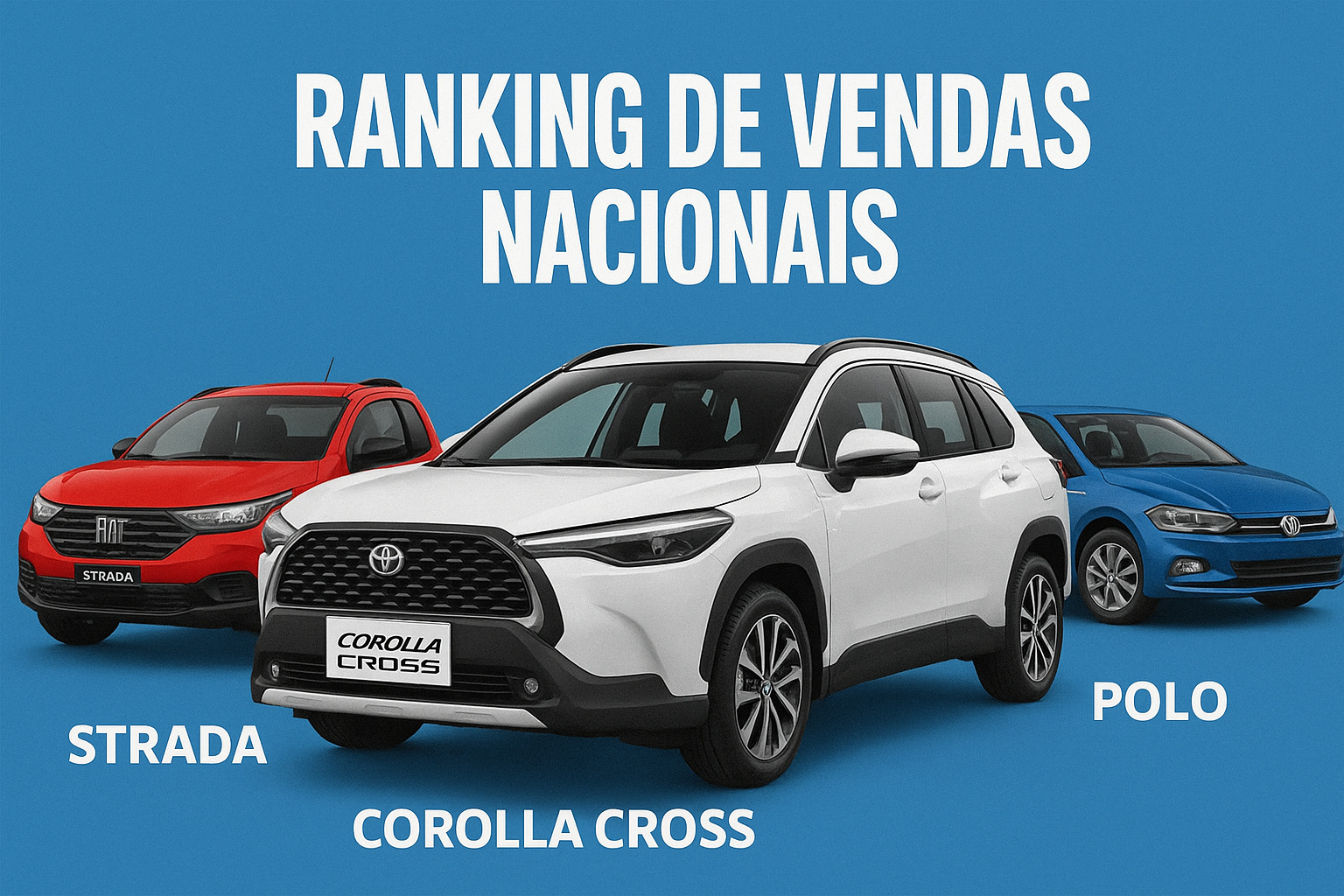 Ranking de vendas nacionais: Strada mantém topo, Polo e Corolla Cross disputam espaço