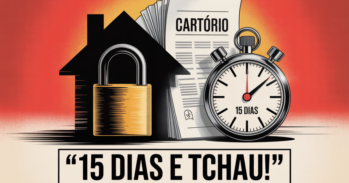 Projeto de lei 3999/20 cria despejo extrajudicial em 15 dias via cartório, acelerando retomada de imóveis e cobrança de aluguéis atrasados. (Imagem: Reprodução/IA)