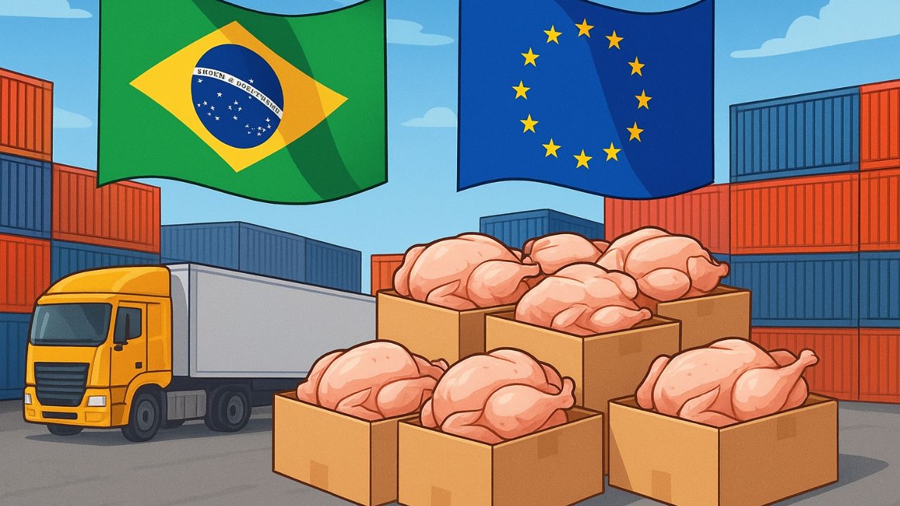 União Europeia libera exportação de frango do Brasil após meses de suspensão por gripe aviária. Setor prevê recuperação no mercado global.