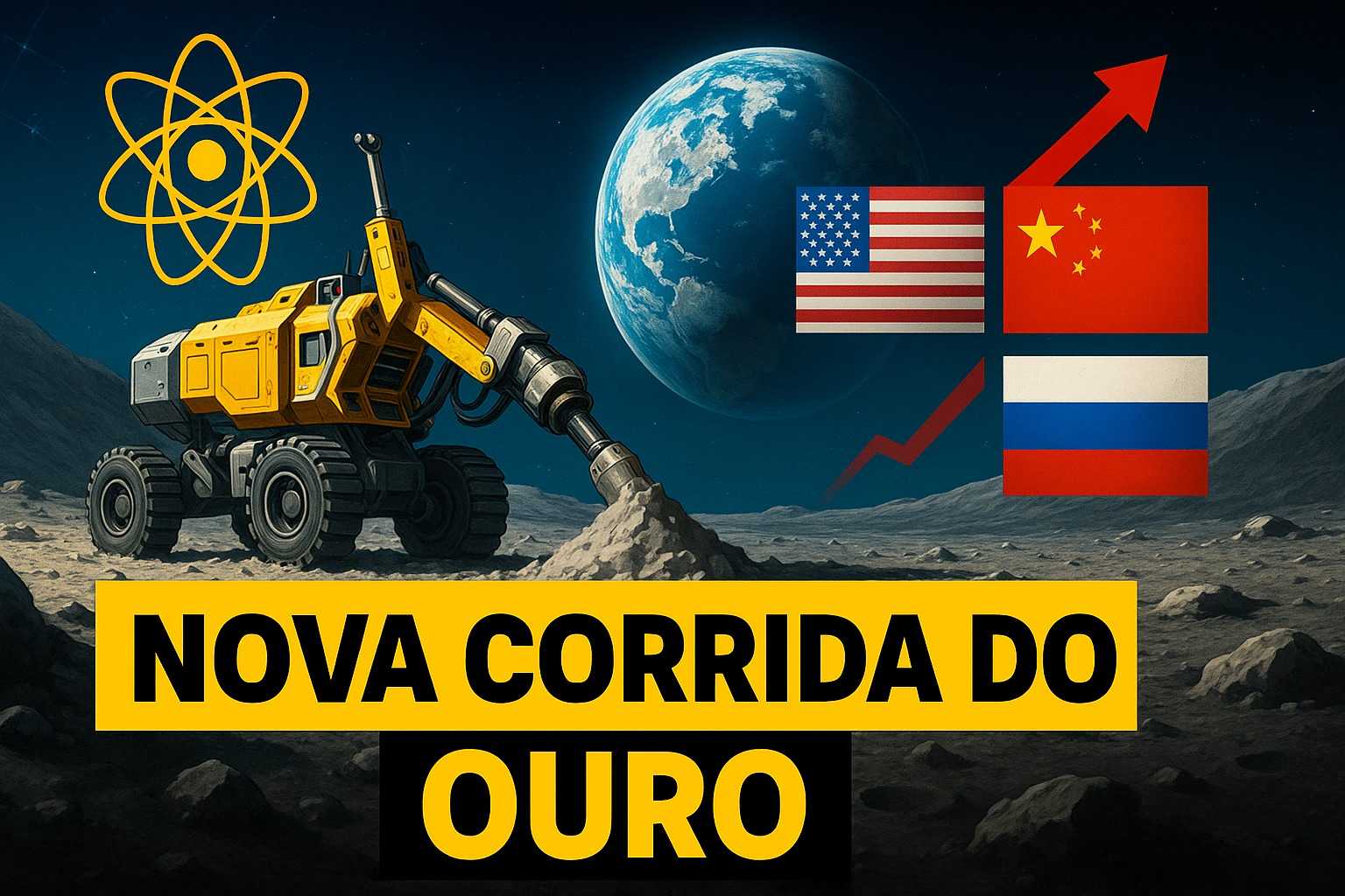 EUA, China e Rússia correm para explorar o hélio-3 da Lua, isótopo raro que pode gerar fusão nuclear limpa e impulsionar computadores quânticos.