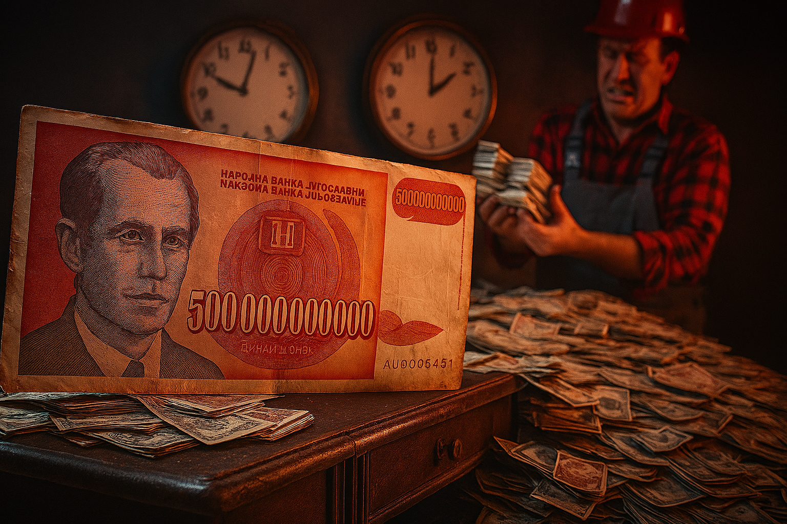 Na Iugoslávia dos anos 1990, a hiperinflação foi tão absurda que o governo chegou a imprimir notas de 500 bilhões de dinares e salários precisavam ser pagos duas vezes ao dia porque perdiam valor em poucas horas