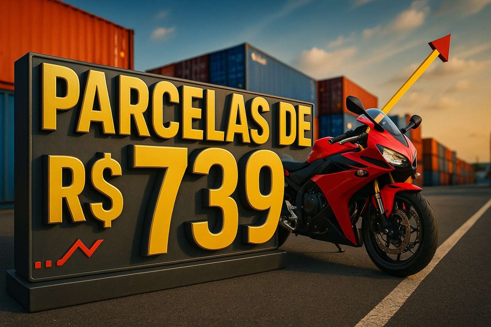 Parcela de R$ 739,26 em 36 vezes transforma moto de R$ 26 mil em compra total de R$ 37,6 mil, com 44% de juros.