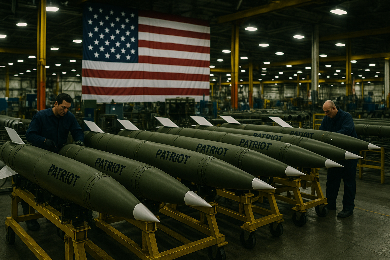 Fábrica americana produzindo mísseis Patriot após ordem do Pentágono para quadruplicar a produção de armas.