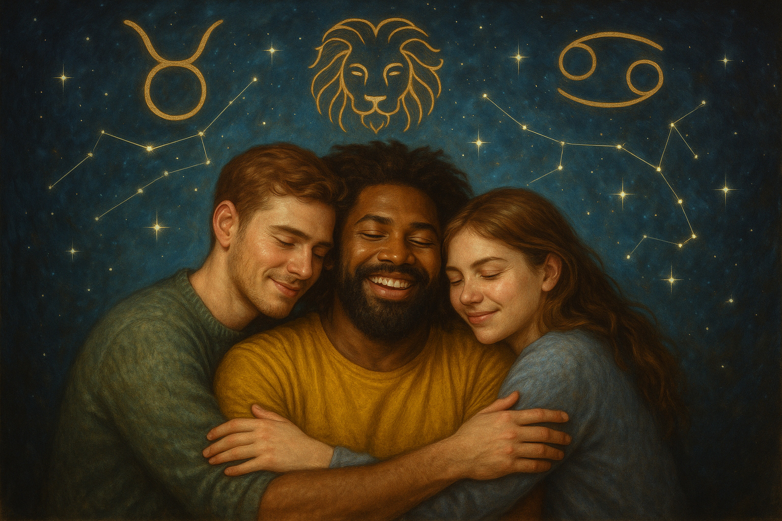 Ilustração dos signos mais fiéis em amizades segundo a astrologia.