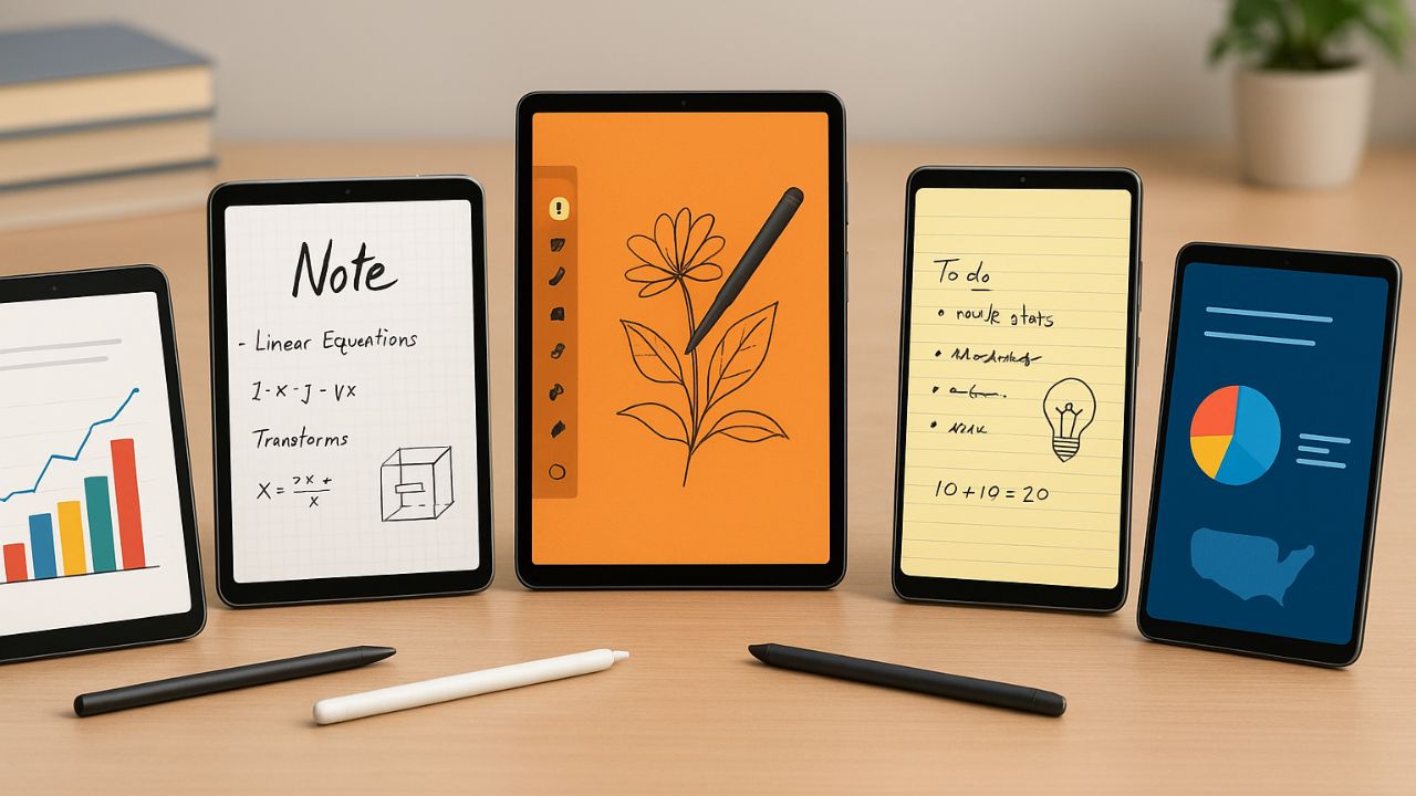 Confira 5 tablets com caneta para estudar em 2025. Galaxy, iPad e Lenovo trazem opções para estudantes e preços que cabem no bolso.