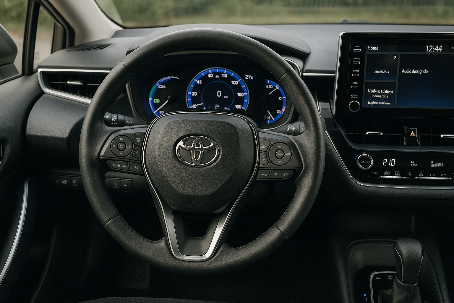 Toyota Corolla Cross 2027 híbrido plug-in em projeção de design frontal esportivo.