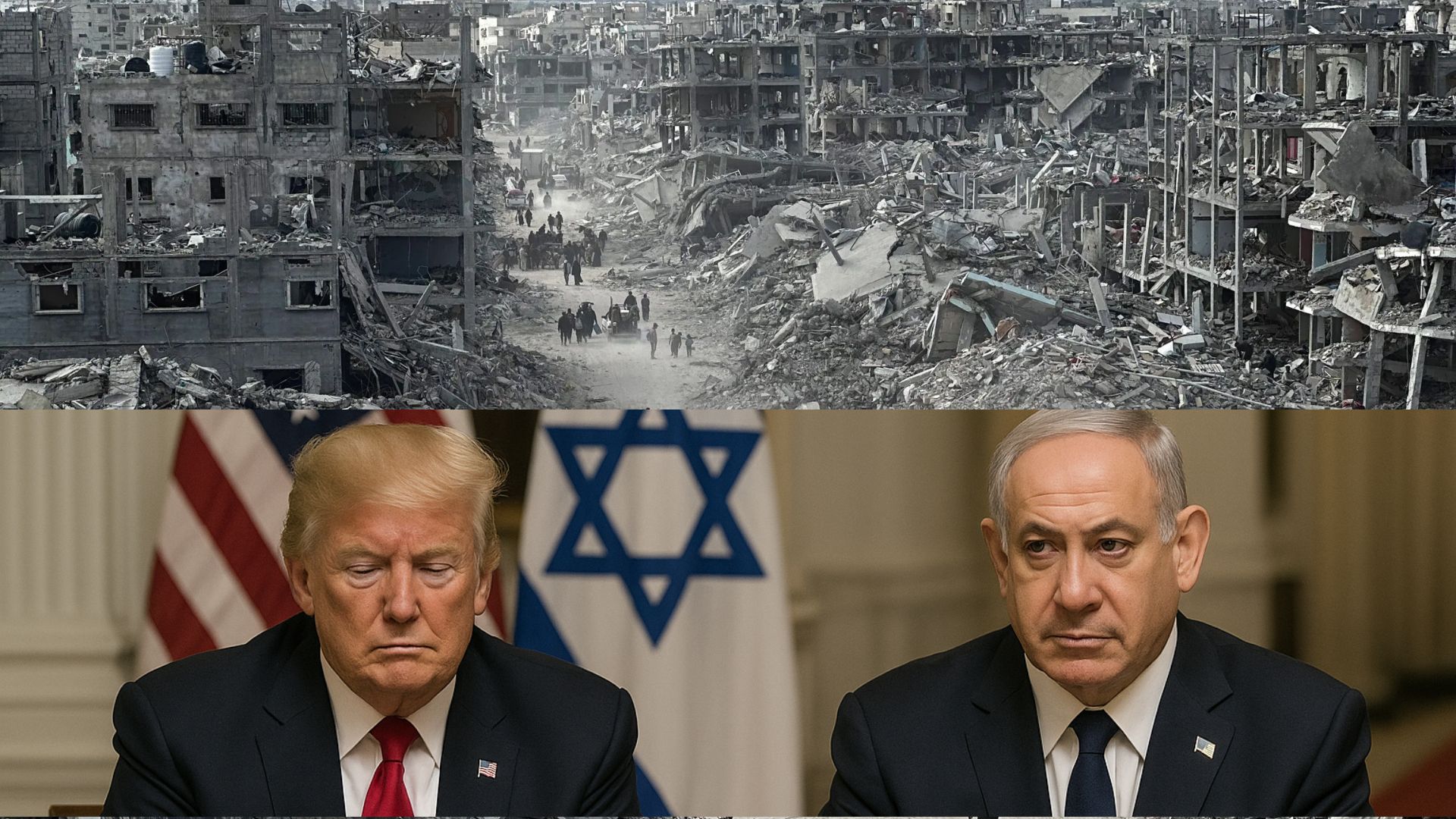 Trump e Netanyahu anunciam plano de paz para Gaza com cessar-fogo e criação de conselho internacional.