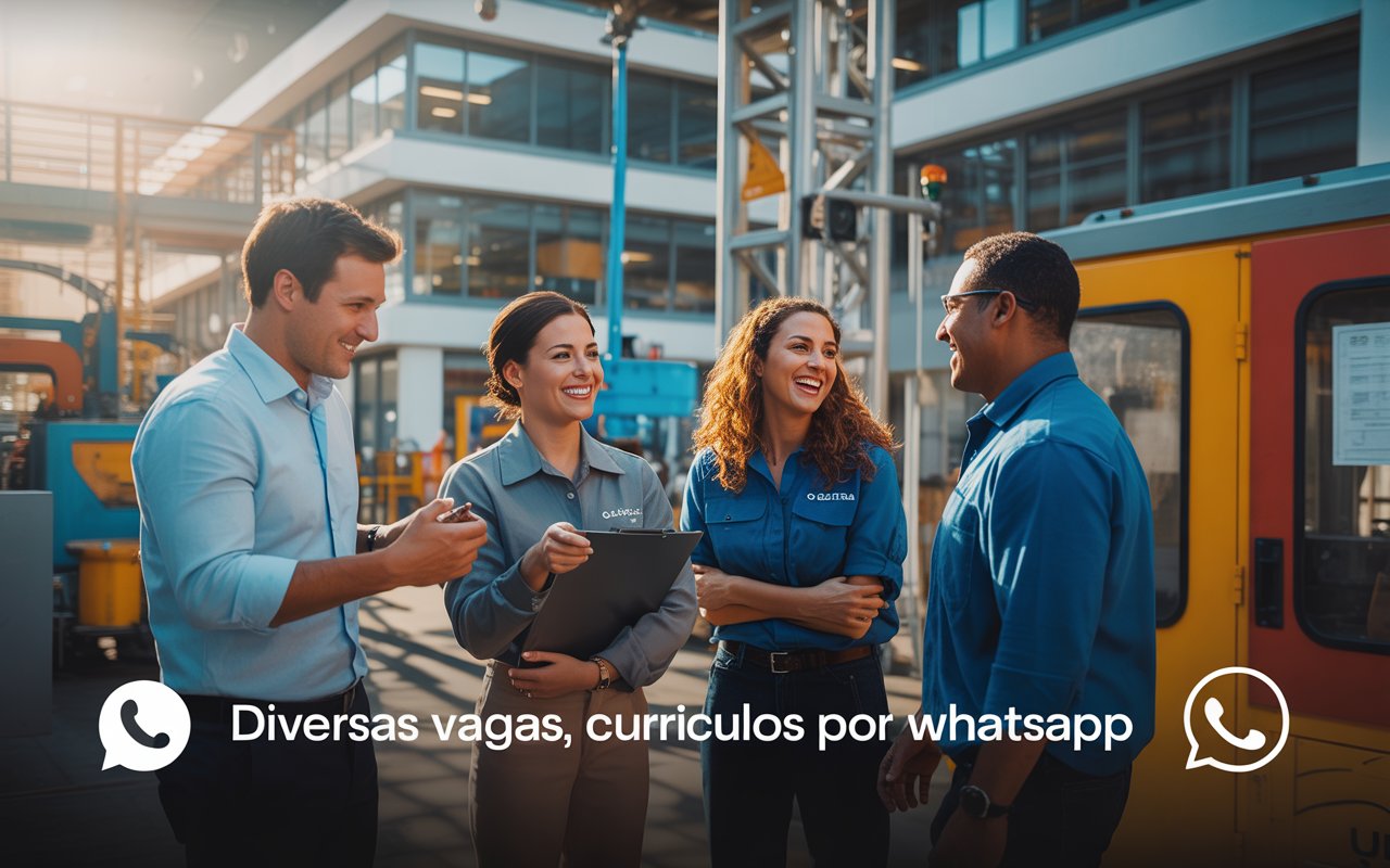 Profissionais diversos em ambiente corporativo e industrial representando vagas abertas na Alcast em Araucária, Paraná