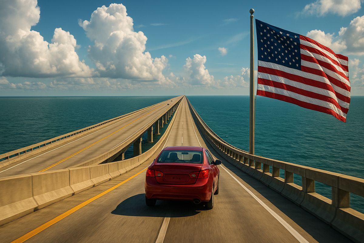 A ponte americana Lake Pontchartrain Causeway, na Louisiana, impressiona pela engenharia e pela travessia cercada de neblina sobre o lago.