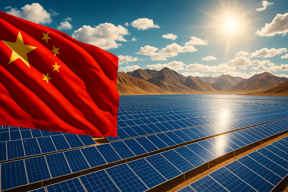 A China instala 420 km² de painéis solares no planalto tibetano para gerar energia limpa e energia solar eficiente em grande altitude.