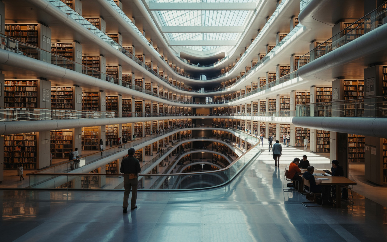 Com 1,4 milhão de livros, 48 mil m² de área construída e arquitetura que lembra uma catedral futurista, esta megabiblioteca é uma das maiores da América Latina e impressiona com sua estrutura monumental e tecnologia de ponta