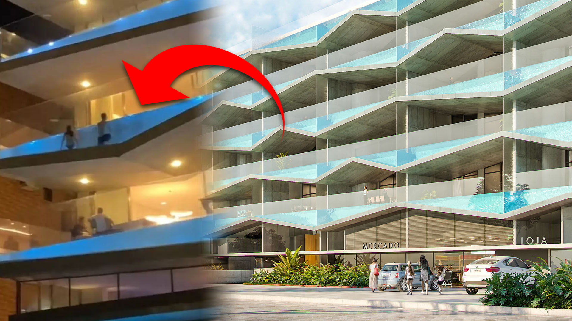 Com piscinas panorâmicas, guarda-corpos de vidro e fachada em zigue-zague, prédio polêmico em Ubatuba vira alerta como garantir segurança e evitar corrosão no litoral segundo normas