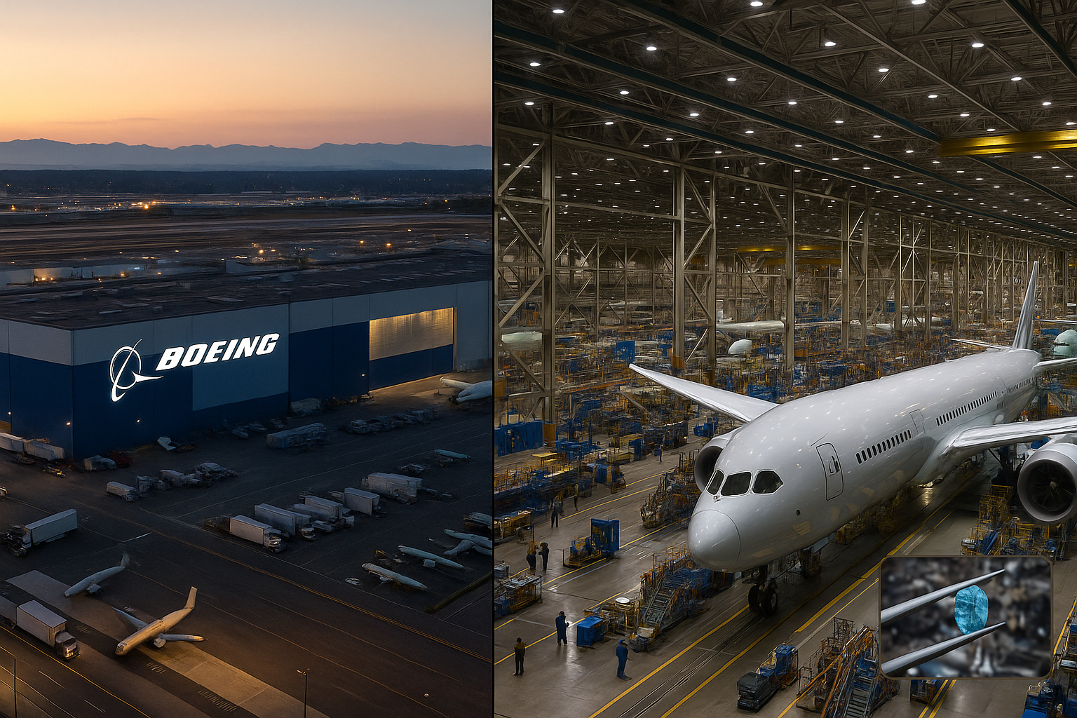 Com quase 400 mil m² de área e mais de 13 milhões de m³ de volume, a maior fábrica de aviões do planeta, da Boeing, funciona 24h e movimenta a economia de Everett como uma cidade industrial