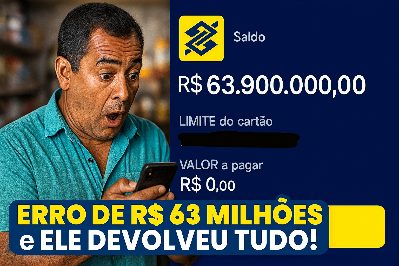 Comerciante de Goiás recebe R$ 63,9 milhões de Banco do Brasil por engano; ele devolveu o valor imediatamente e recusou recompensa; caso ocorreu em 2019 e repercute como exemplo de honestidade