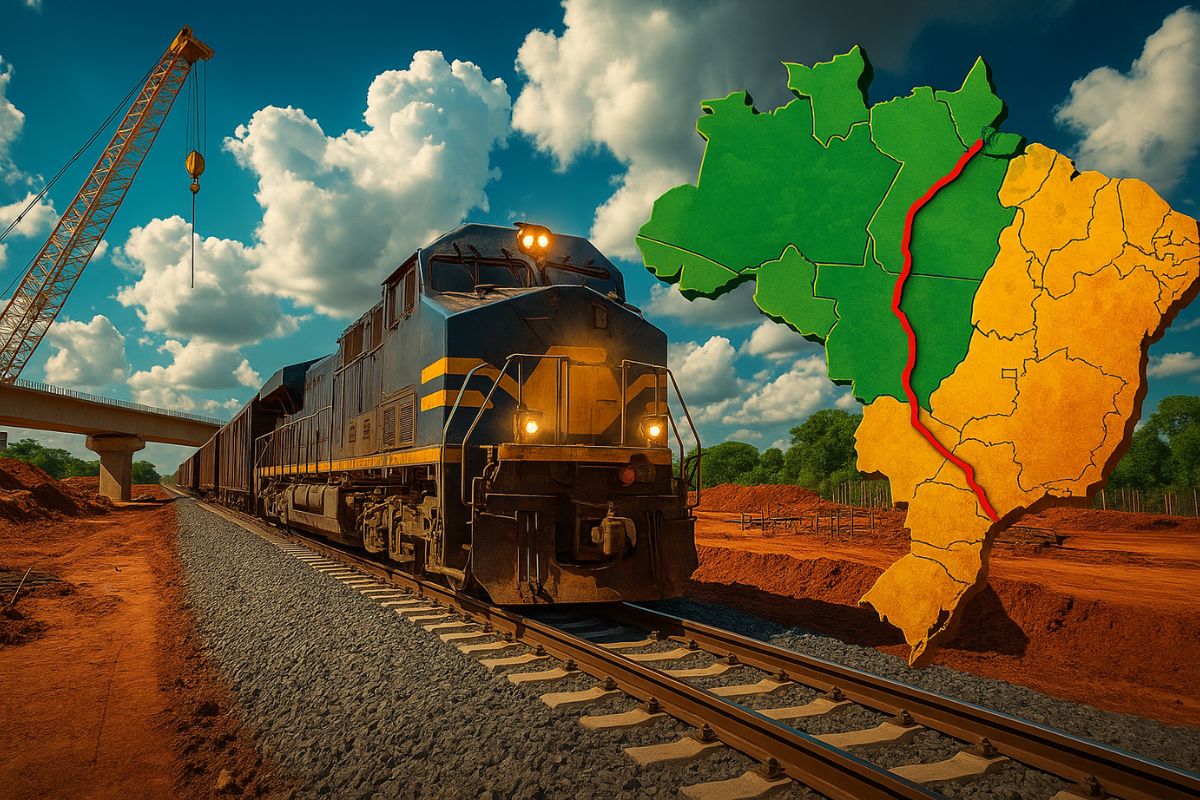 A Ferrovia Norte–Sul impulsiona o transporte de cargas e o agronegócio, com investimentos bilionários que modernizam a logística nacional.