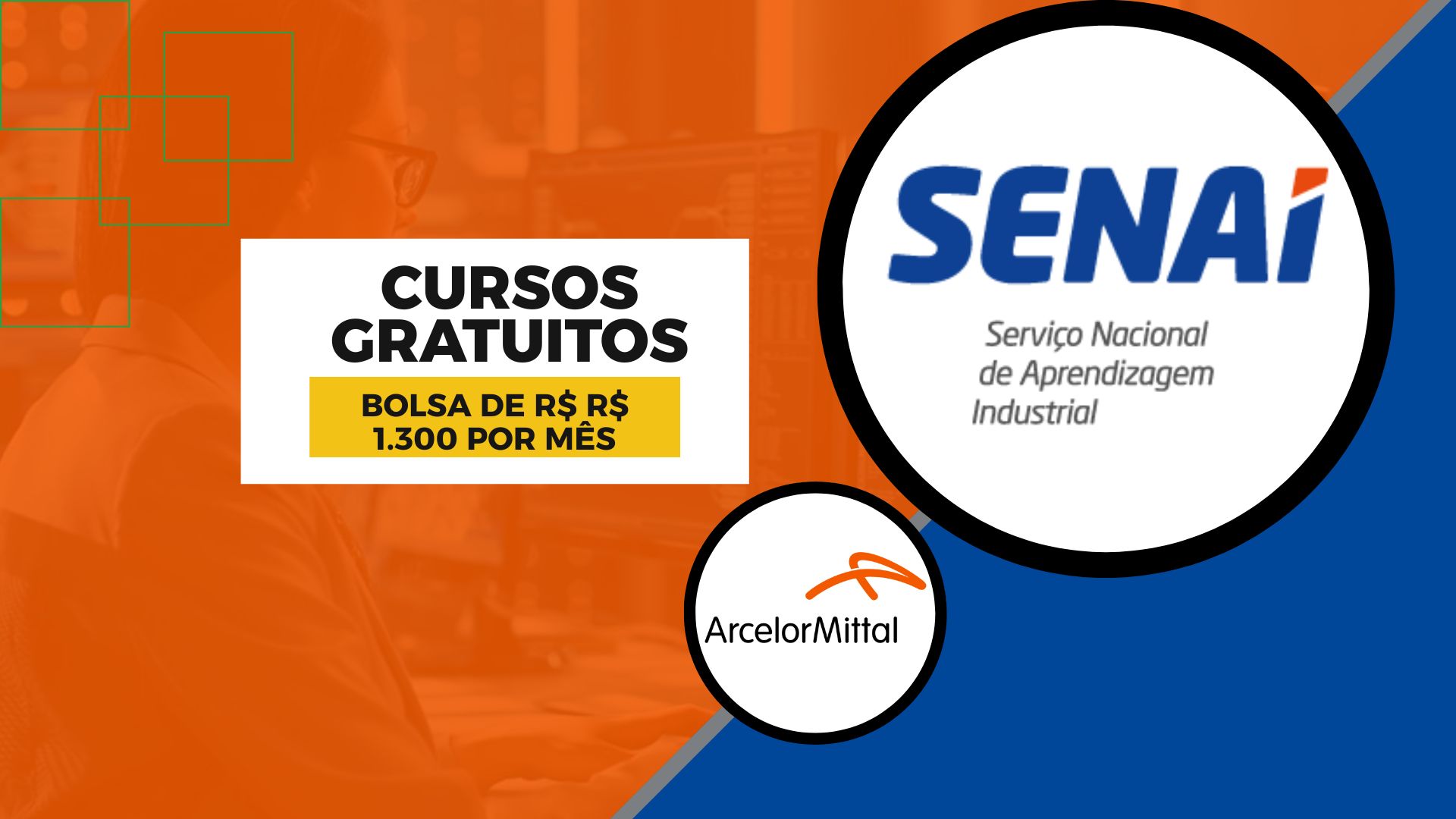 ArcelorMittal oferece 25 bolsas para curso técnico gratuito em automação industrial no Senai ES, voltado a PCDs e reabilitados do INSS.