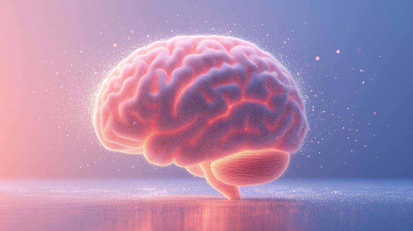 Representação artística de um cérebro humano iluminado, destacando a ligação genética entre autismo e evolução da inteligência