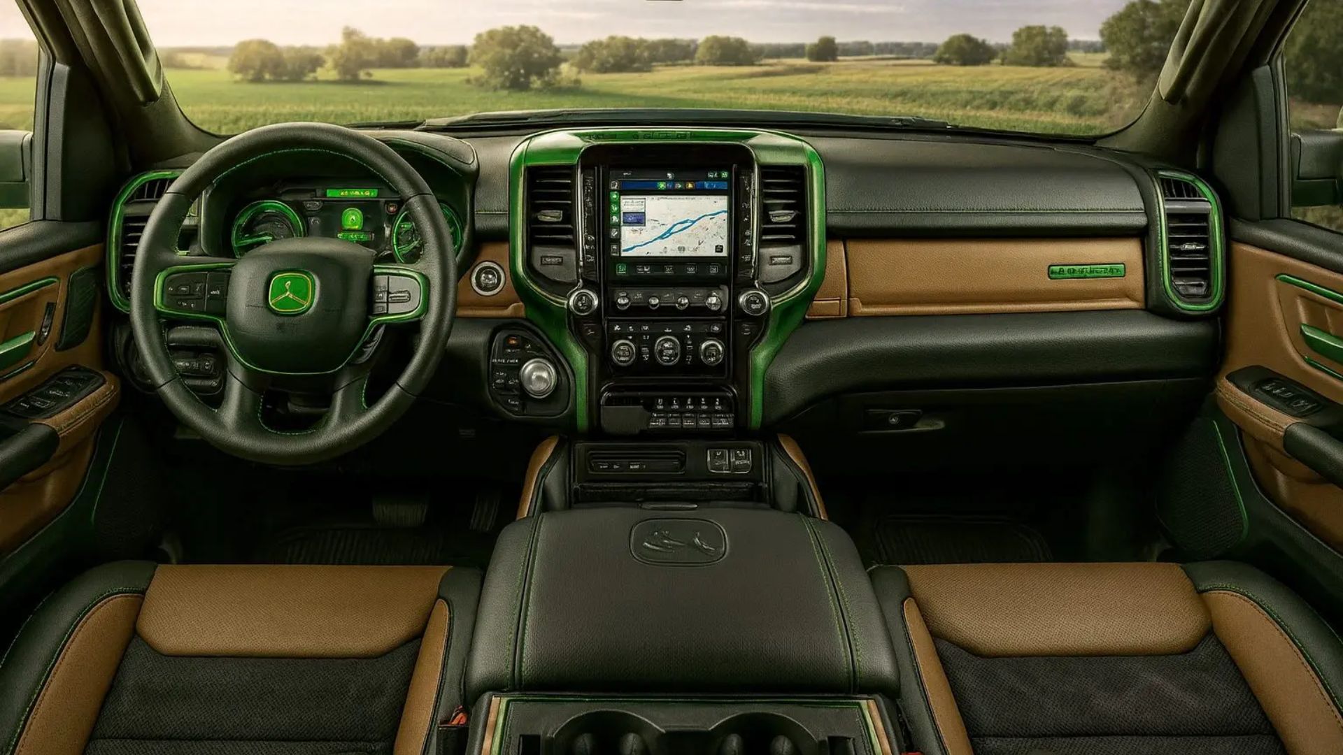 Picape conceito da John Deere une robustez de trator, tração 4x4 e conforto de luxo, prometendo revolucionar o mercado brasileiro. (Imagem: projeção Compre Rural)