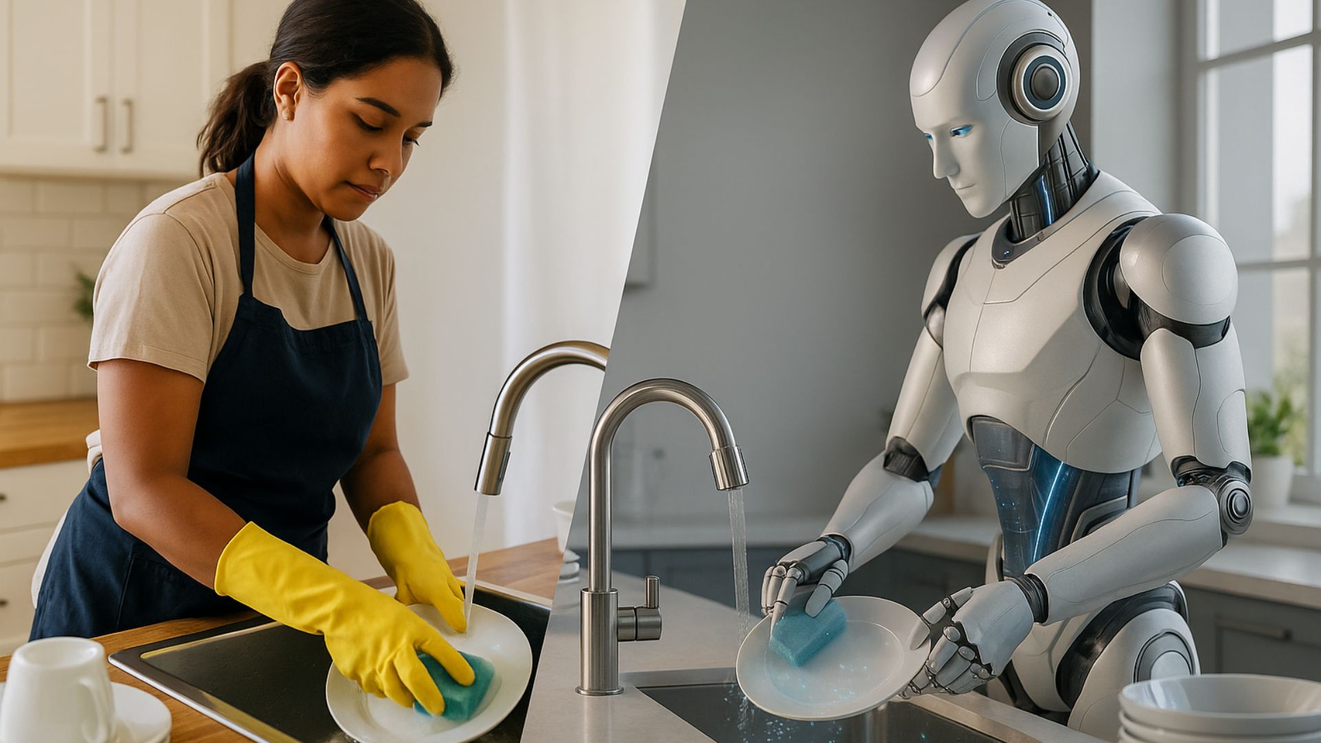 Robô humanoide Figure 03 dobra roupas, limpa superfícies e pode mudar o trabalho doméstico com inteligência artificial avançada.